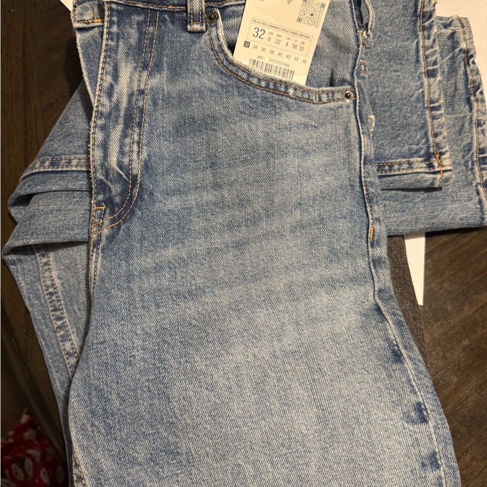 Zara Light Blue Straight Leg Jeans